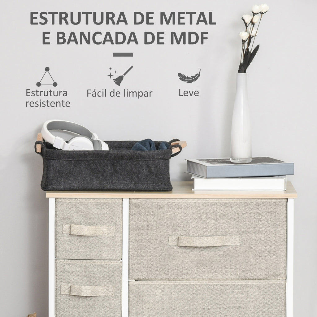 Cómoda com 7 Gavetas de Tecido Cómoda de Armazenamento Multifuncional para Dormitório Sala de Estar Corredor 63,5x30x71cm Cinza — foto 6