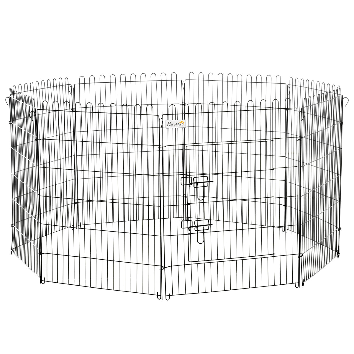 Parque para Animais de Estimação com 8 Paineis 71x91,5cm Dobrável Cerca para Animais de Estimação com Porta com Trava para Jardim Pátio Exterior Preto — foto 1
