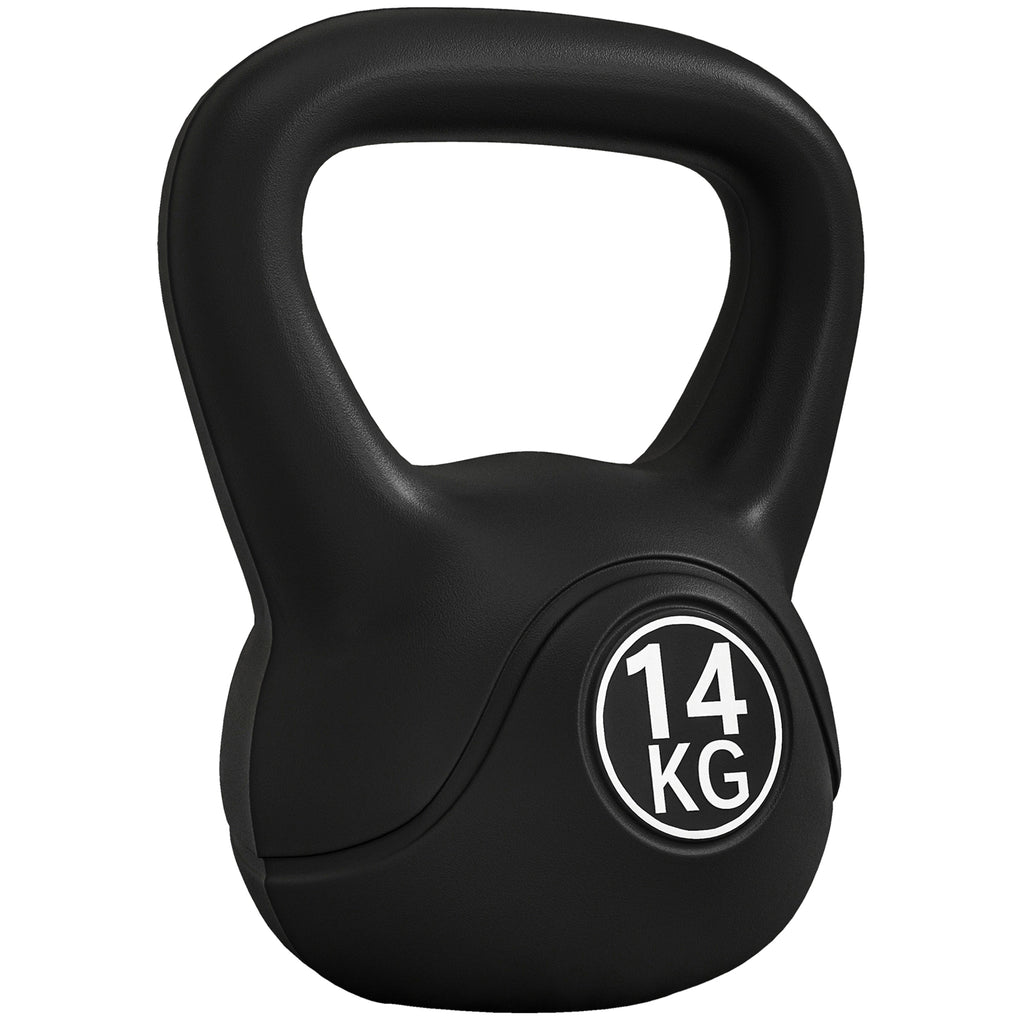 Peso Russo de 14 kg Kettlebell Fitness Preenchido de Areia com Punho Largo Antiderrapante para Exercícios e Treinos em Casa Ginásio 26x18x32 cm Preto — foto 1
