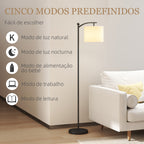 Candeeiro de Pé LED Candeeiro de Pé para Sala com Temperatura de Cor de Ajuste Contínuo 11 Níveis Comando à Distância Temporizador de 60 Minutos 54,3x30,6x159,6 cm Preto — foto 7