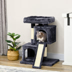 Arranhador para Gatos com Postes e Placa de Arranhar em Sisal Caverna Cama com Borda Elevada e Tato Suave 59x39x83 cm Cinza Escuro — foto 2