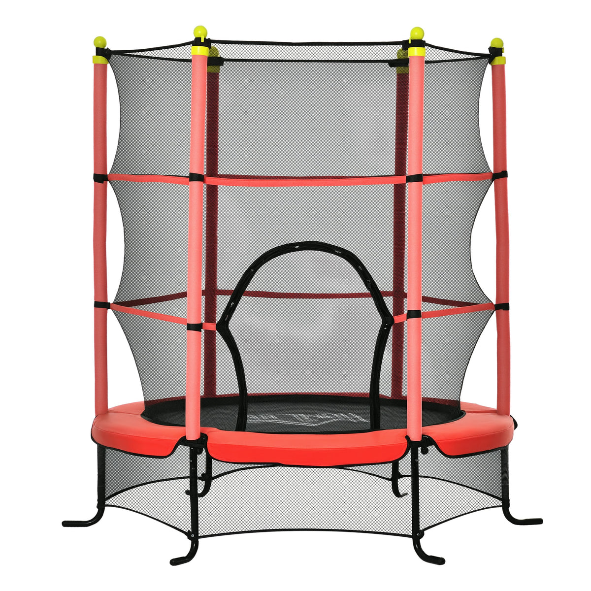 Trampolim para Crianças acima de 3 Anos Cama Elástica Infantil com Rede de Segurança e Estrutura de Aço para Interiores e Exteriores Carga 45kg 163x163x163 cm Vermelho — foto 1
