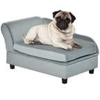 Sofá para Cães Pequenos Sofá para Gatos Estofado em Veludo com Arrumação Oculta e Almofada Lavável Carga 10 kg 76x45x43 cm Cinzento Claro — foto 1