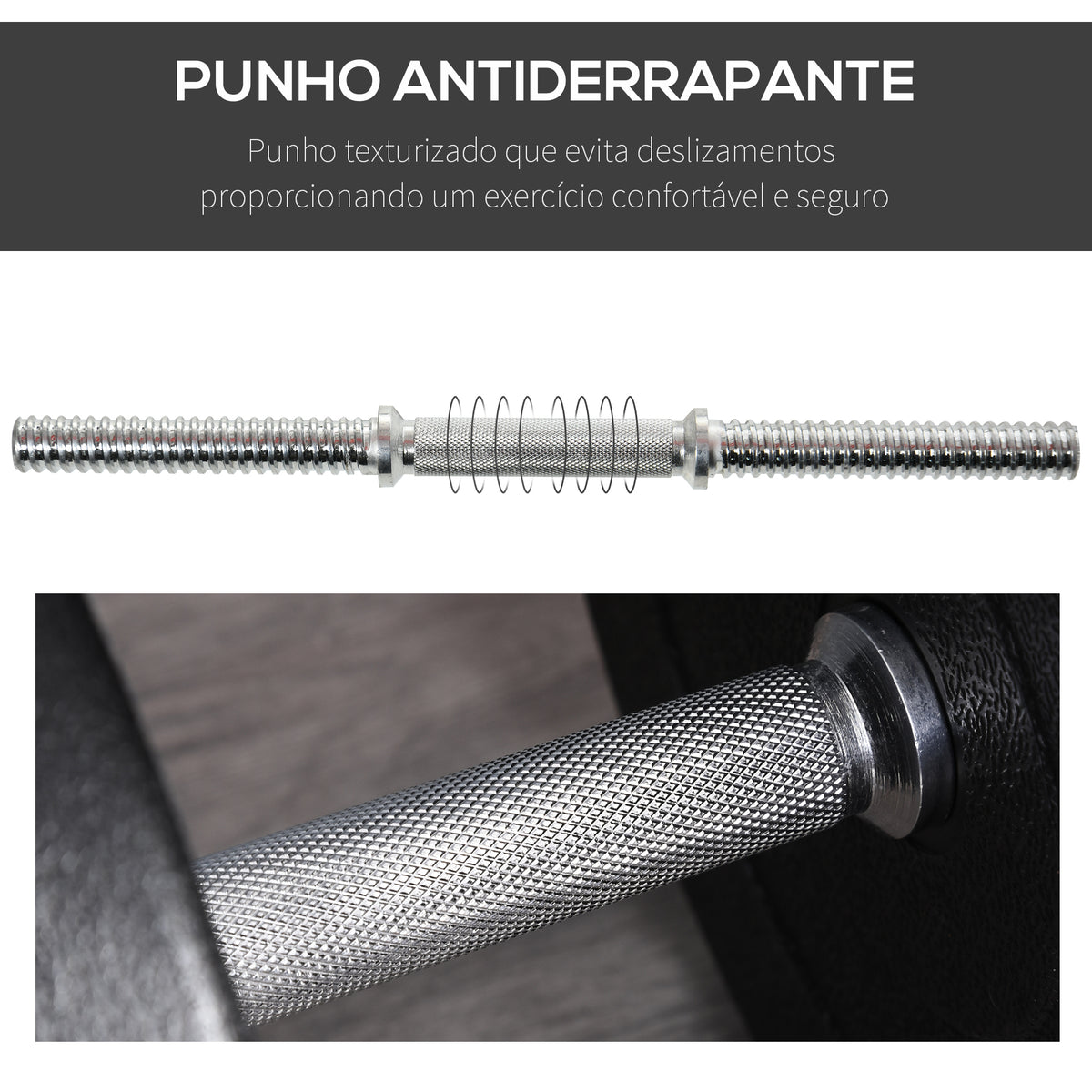 Conjunto de Halteres Pesos Fitness 40kg Ajustável Musculação com Barra de Aço e Discos para Ginásio Casa Preto e Prata — foto 5