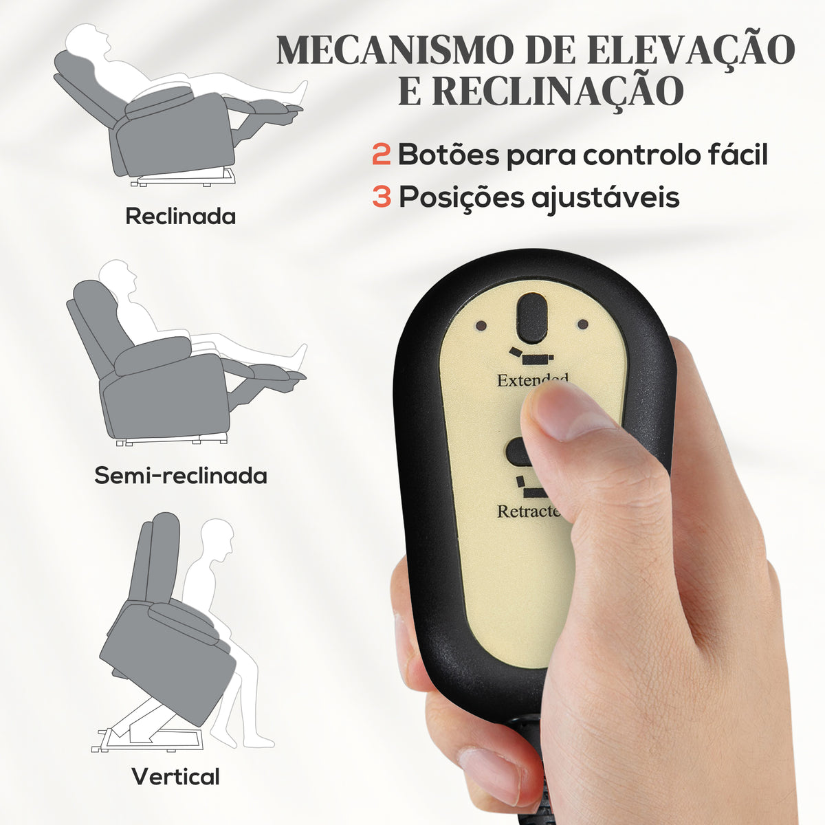 Poltrona Relax Levanta Pessoas Elétrica Poltrona com 8 Pontos de Massagem Poltrona Elétrica Reclinável com Função de Aquecimento 2 Controlos Remotos e Bolso Lateral Cinza — foto 4