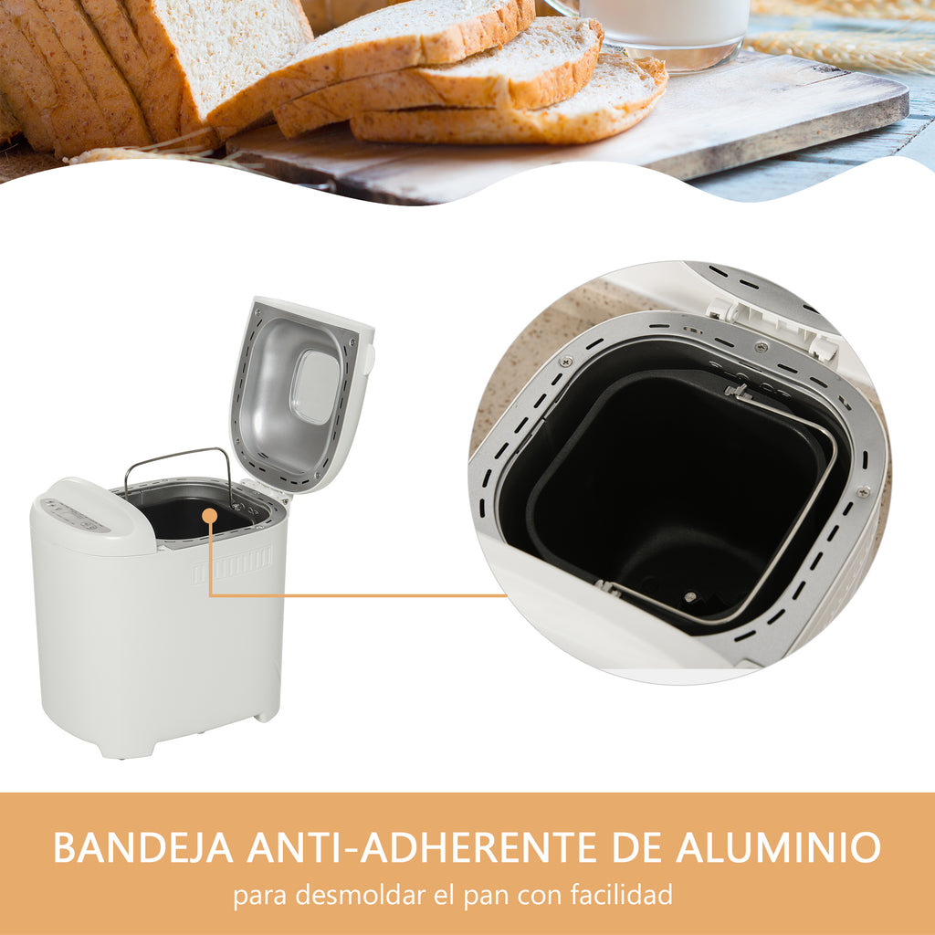 Máquina de Pão Automática com 11 Programas para Pães e Doces com Tela de LCD Temporizador programável de 13 horas em Aço Inoxidável 29,6x23,3x29,2 cm Branco — foto 5