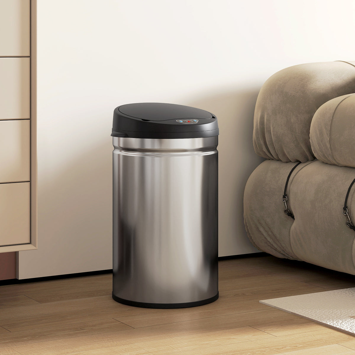 Balde de Lixo de Cozinha Automático 30 L Caixote de Cozinha em Aço Inoxidável Sensor Infravermelhos Fecho Automático Anti-Impressões Digitais para Quarto Escritório 32x30,5x51 cm Prata — foto 2