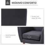 Poltrona de Sala de Estar Poltrona para Dormitório com Apoio para os Braços e Pés de Madeira Sofá Individual Carga 125 kg para Escritório Sala de Estar 68x58,5x76 cm Cinza Escuro — foto 5
