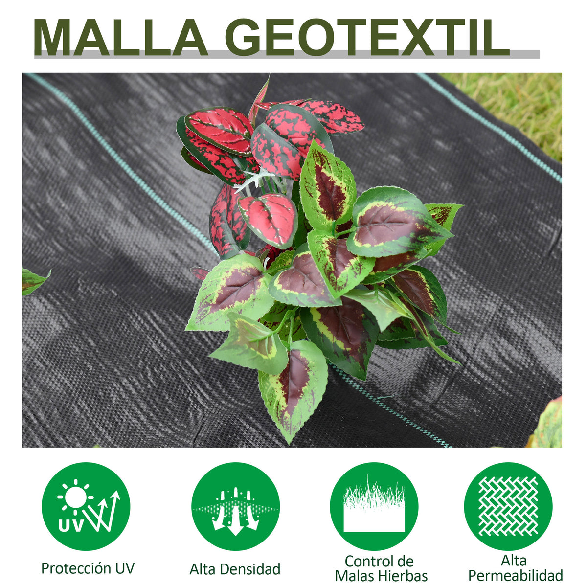 Malha Geotêxtil 2x50 m Malha de jardim contra ervas daninhas 100 g / m² rolo de malha preto — foto 5