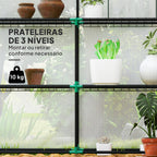 Estufa de Jardim Pequena de 3 Níveis com 6 Prateleiras Porta Enrolável Capa de PE e Estrutura de Aço para Cultivo de Plantas e Flores 140x143x190 cm Branco — foto 4