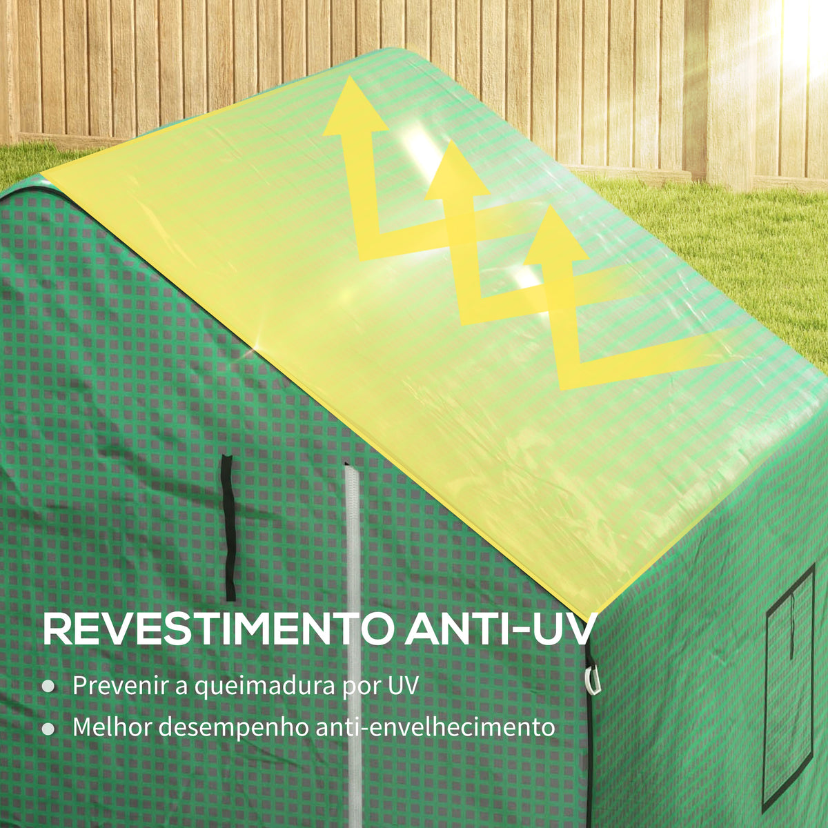 Cobertura para Estufa 140x143x190 cm Cobertura de Substituição para Estufa com Janela Porta com Fecho de Correr Anti-UV Proteção de Plantas para Jardim Verde — foto 5