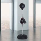 Saco de Boxe de Pé Punching Ball com Altura Ajustável em 4 Níveis 126-144 cm Base Preenchível e Luvas de Boxe para Adultos e Adolescentes Preto — foto 2