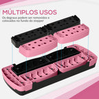 Step para Exercício Aeróbico Plataforma Step com Altura Ajustável em 3 Níveis com Carga Máxima 150kg para Exercício em Academia Casa 80x31x10-20 cm Rosa e Preto — foto 5