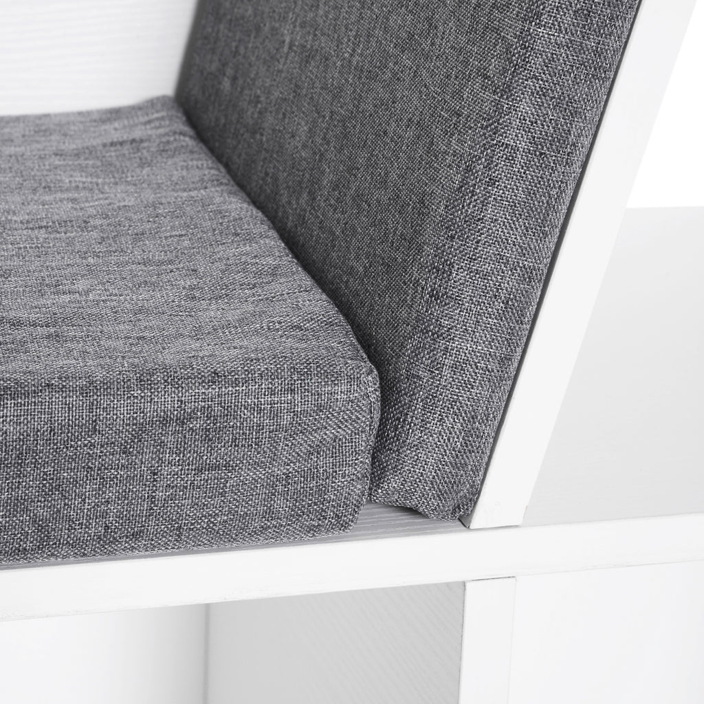 Estante Infantil com Assento Estante com 6 Cubos e Banco com Almofada 102x30x61cm Branco e Cinzento — foto 8