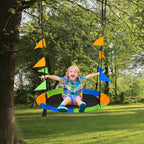 Baloiço de Jardim com Altura Ajustável com Cordas e Bandeiras para Crianças e Adultos Carga 80 kg Interior e Exterior Ø100x180 cm Multicolor — foto 2