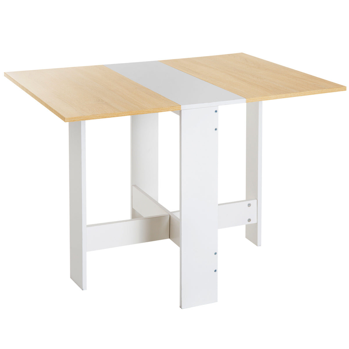 Mesa Sala de Jantar Dobrável Mesa Auxiliar de Cozinha com Laterais Dobráveis para Poupar Espaço Desenho Moderno 103x76x73,5 cm Madeira e Branco — foto 1