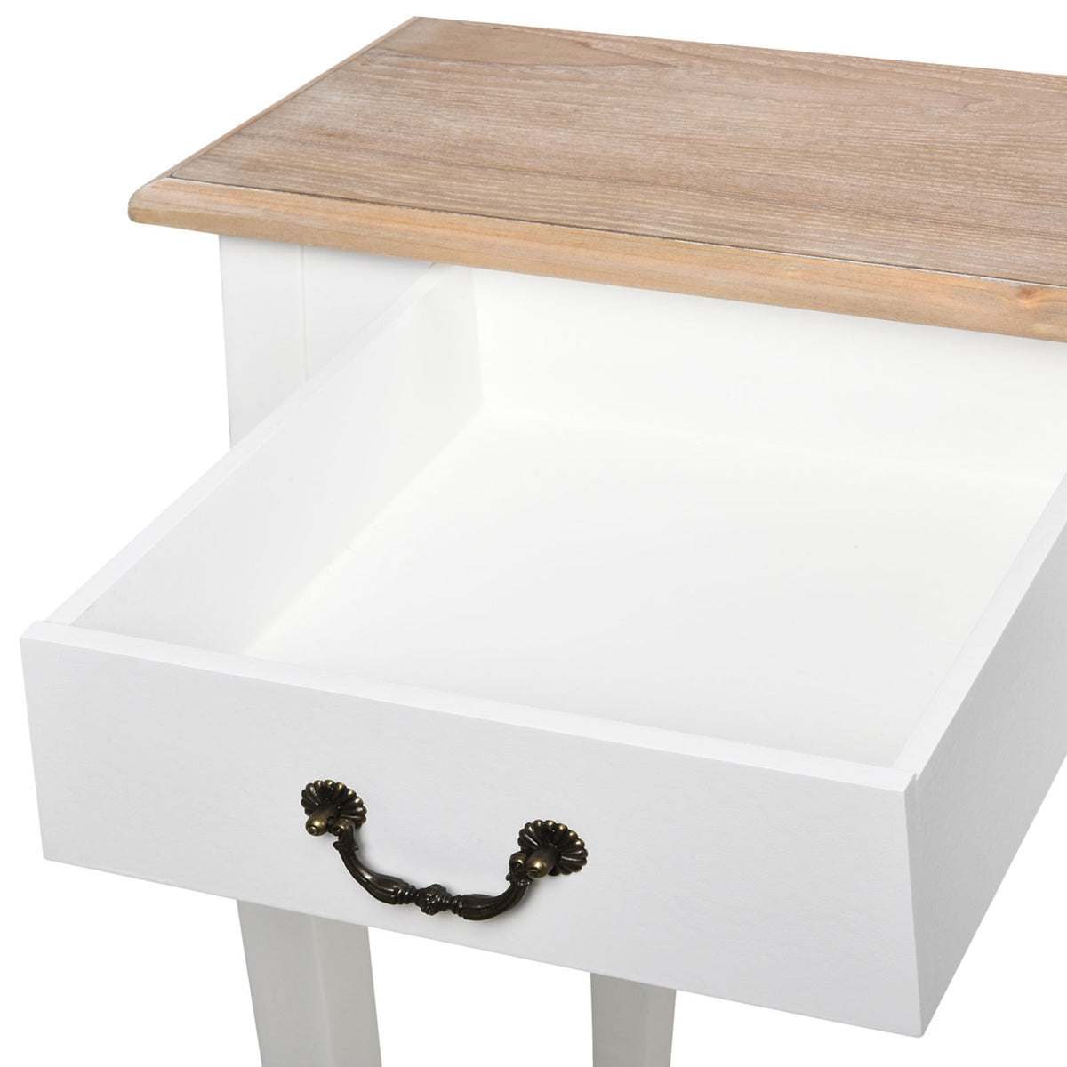 Mesa Consola Mesa Auxiliar com 2 Gavetas para Entrada Corredor Sala de Estar 87x34x78,5cm Branco e Madeira — foto 8