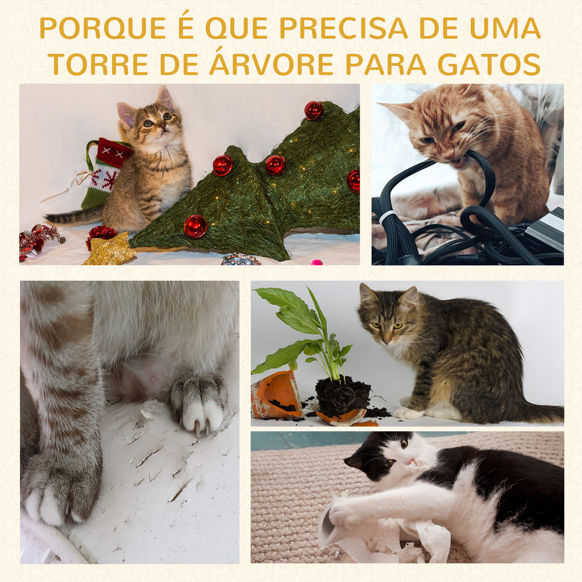 Arranhador para Gatos Altura 91 cm Arranhador para Gatos de 3 Níveis com Ninho Plataforma e Poste de Sisal 45x45x91 cm Cinza — foto 7