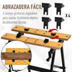 Bancada de Trabalho Dobrável e Portátil Mesa de Trabalho de Carpinteiro com Braçadeiras Ajustáveis e Estrutura de Aço Capacidade de 100kg — foto 7