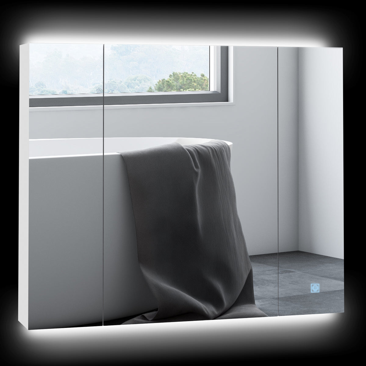 Armário Casa de Banho com Espelho e Luzes LED Armário com Espelho para Casa de Banho com Prateleiras Ajustáveis e USB Móvel para Casa de Banho Estilo Moderno 90x15x75 cm Branco — foto 1