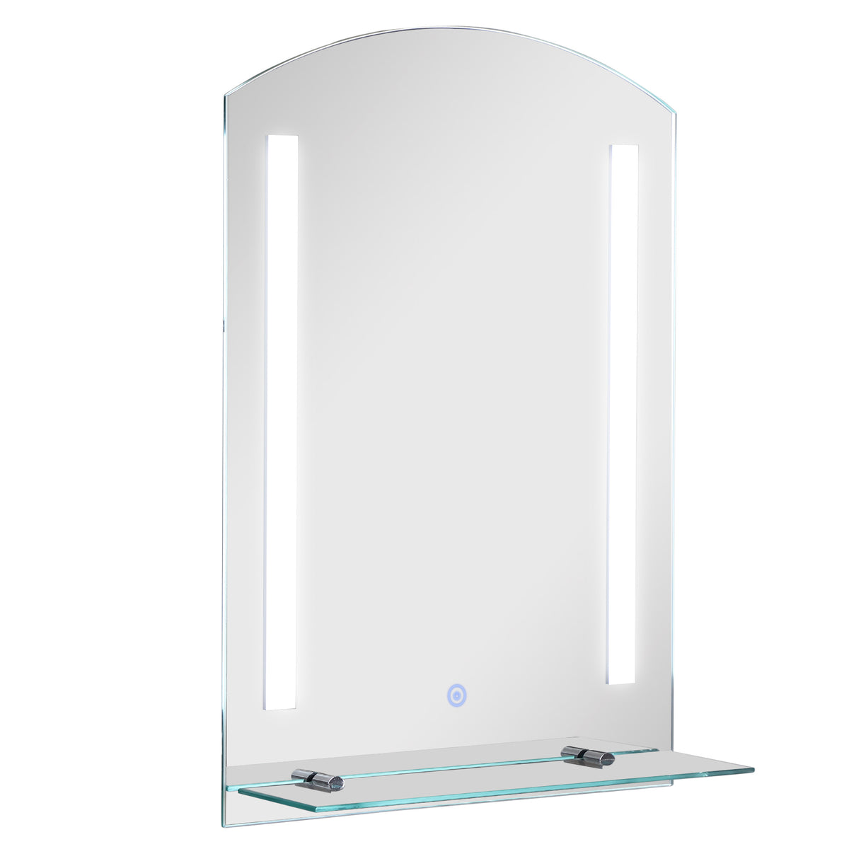 Espelho para banheiro com luz LED 16W Interruptor de toque e prateleira inferior Cabo de 1m Estrutura de alumínio 70x50x2,7 cm prata — foto 1