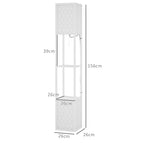Candeeiro de Pé de Madeira Candeeiro de Pé com Estantes Lâmpada E27 Máx. 40W com Interruptor para Sala de Estar Dormitório Escritório 26x26x156 cm Branco — foto 3