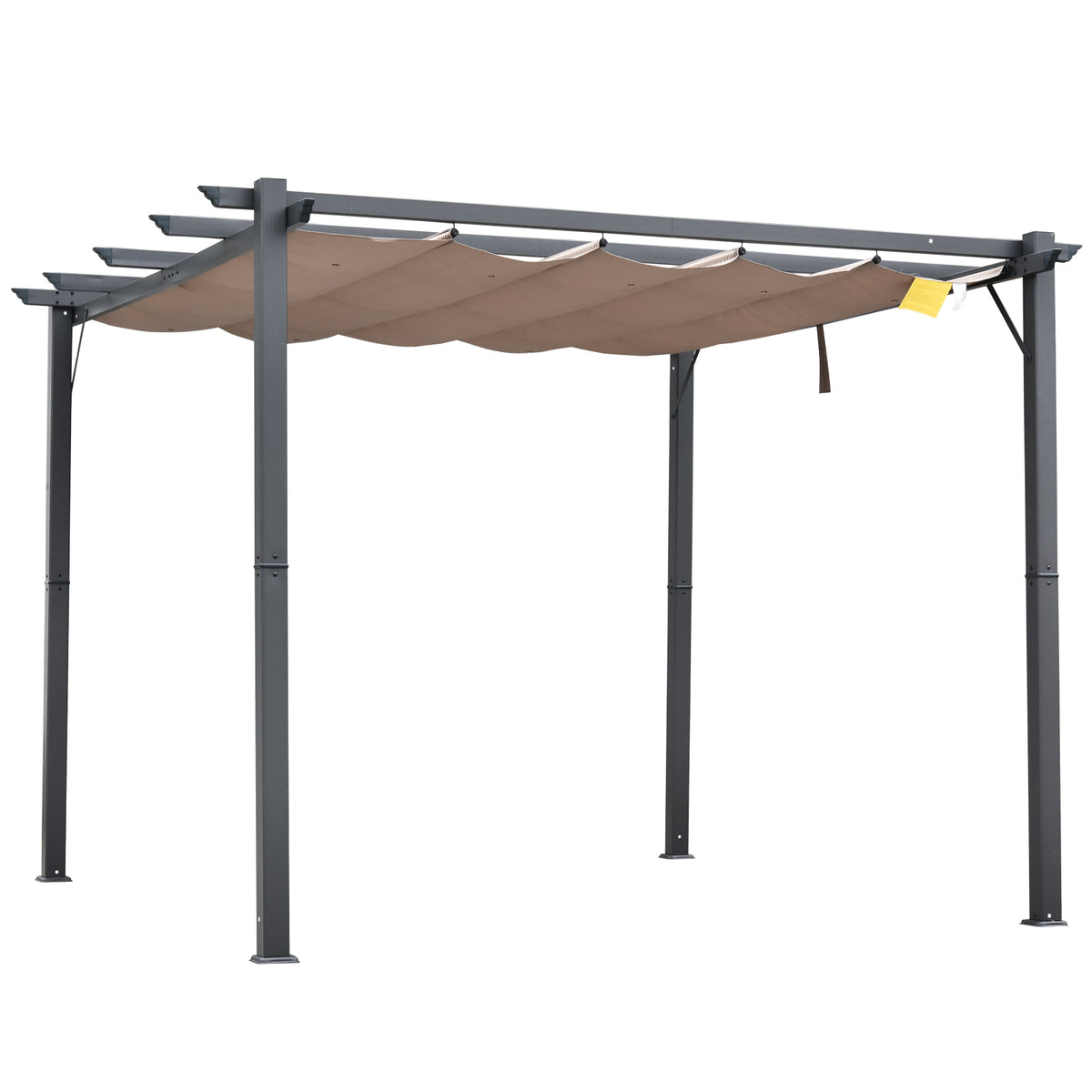 Pérgola de Jardim 3x3 m com Toldo de Poliéster Retrátil e Estrutura de Alumínio para Exterior Pátio Cinza e Marrom — foto 1