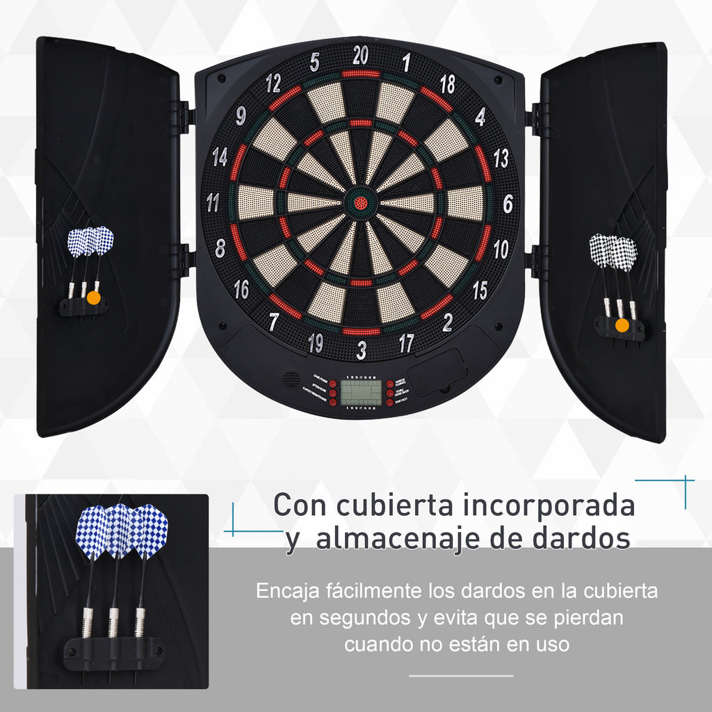 Alvo Eletrónico Digital com 6 Dardos até 8 Jogadores Marcador Portas Laterais Tela LCD 46.5x4.4x50.5 cm Preto — foto 7