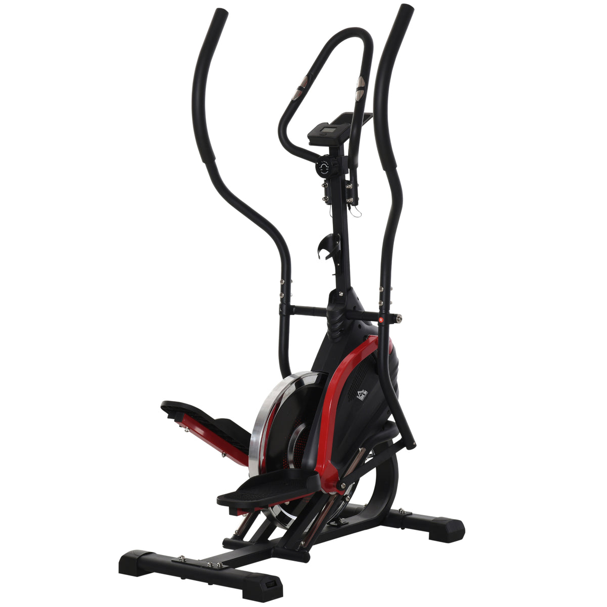 Bicicleta elíptica de fitness com tela LCD e resistência bidirecional ajustável de 8 níveis suporte de copo Volante 7 kg e 2 rodas 103x71x157 cm Preto — foto 1