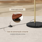 Candeeiro de Pé em Forma de Arco com Altura e Comprimento Ajustáveis Candeeiro de Leitura para Lâmpadas E27 Potência Máxima 40W com Interruptor de Pé 110-115x30x170-180 cm Dourado e Preto — foto 6