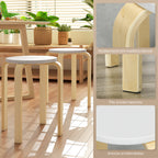 Bancos de Madeira Conjunto de 4 Bancos de Madeira Bancos Modernos Redondos Carga 120 kg para Sala de Estar Escritório Dormitório Estúdio Ø40x45 cm Madeira e Branco — foto 6