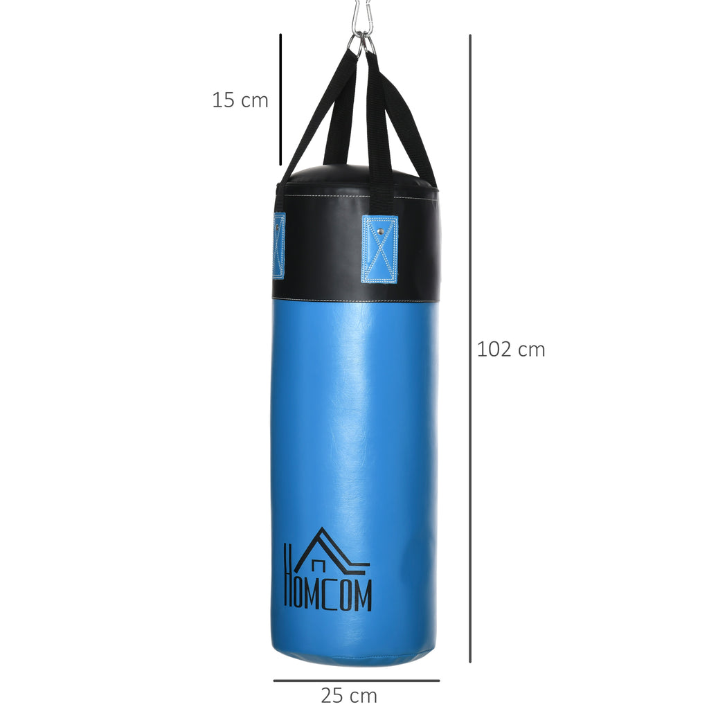 Saco de Boxe Profissional Puching Bag com Luvas de 8 oz Gancho e Bolsa de Armazenamento Saco de Areia de Treinamento para Adultos e Adolescentes Ø25x102 cm Azul — foto 3