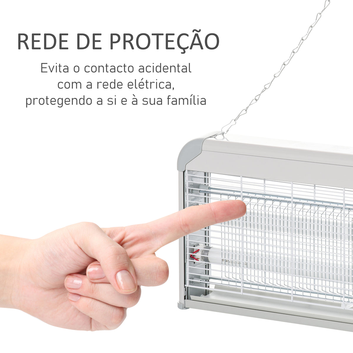 Lâmpada Anti-Mosquitos Elétrica 30W Mata Mosquitos Elétrico Área 60 m² Seguro e Eficaz com Luz UV para Exterior e Interior 48,5x8,5x26,5cm Branco e Cinza — foto 5