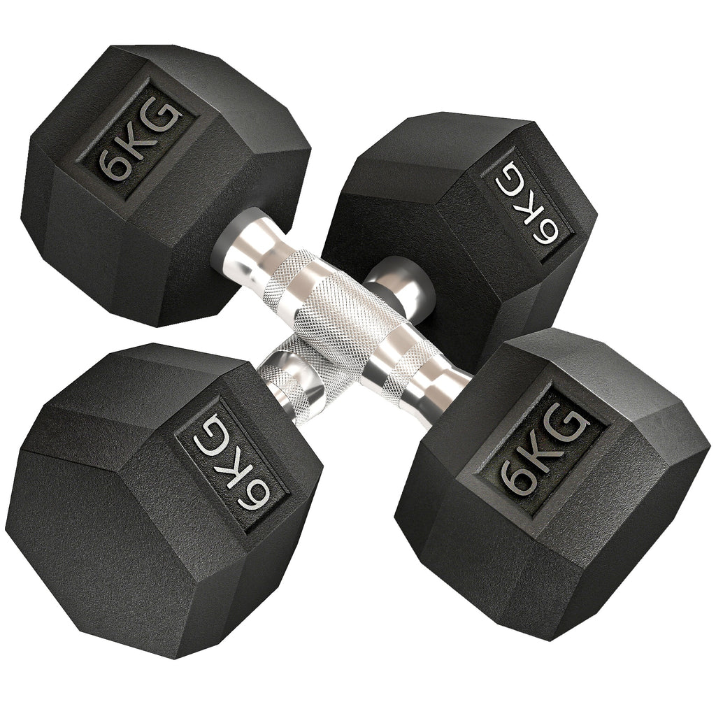 Conjunto de Halteres 12 kg com Barra Metálica e Cabeça Hexagonal Conjunto Pesos para Treino em Casa Ginásio 28,8x11,5 cm Preto e Prata — foto 1