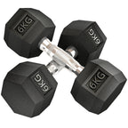 Conjunto de Halteres 12 kg com Barra Metálica e Cabeça Hexagonal Conjunto Pesos para Treino em Casa Ginásio 28,8x11,5 cm Preto e Prata — foto 1