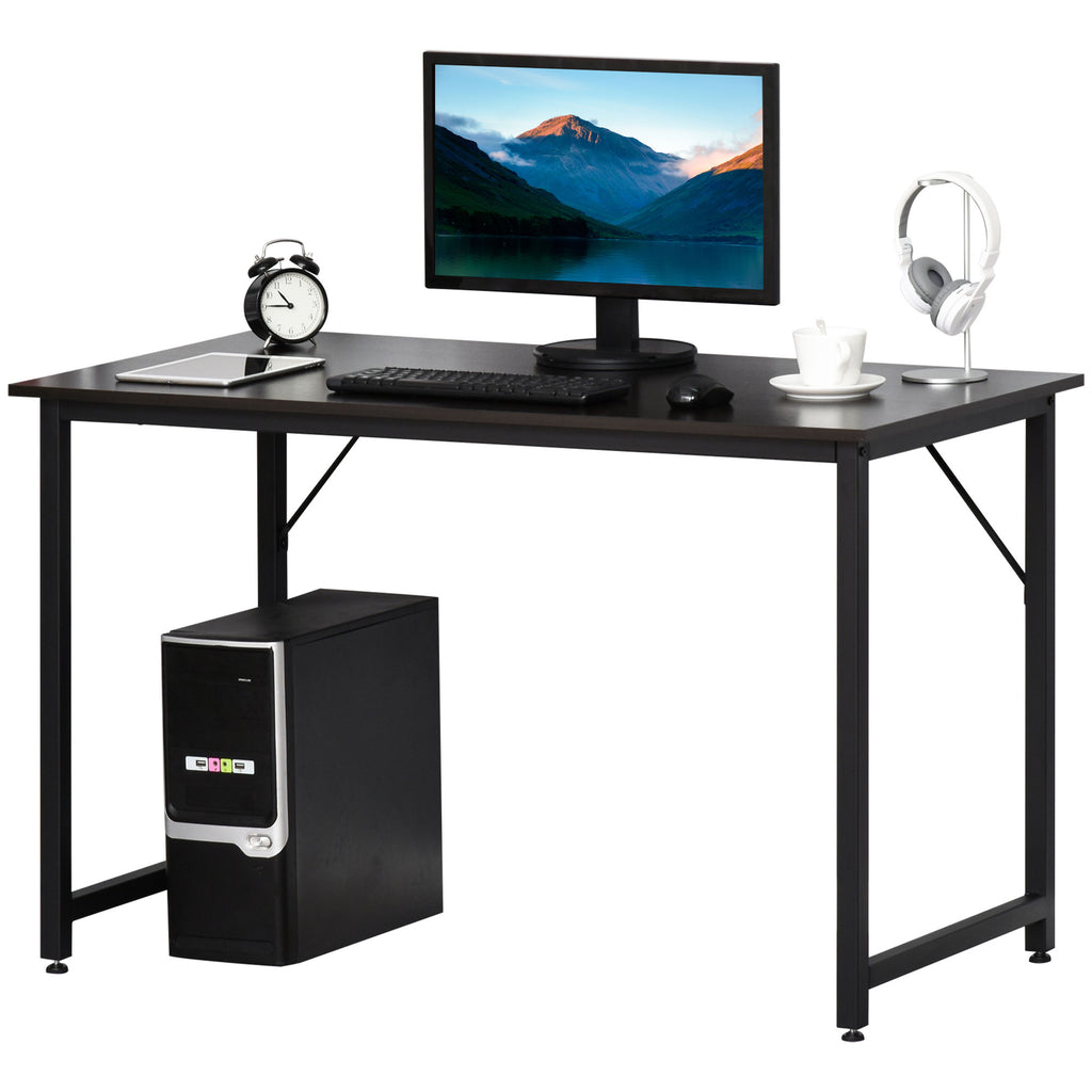 Secdretária Mesa de Computador com Pés Ajustáveis e Estrutura em Aço Secretária Estilo Moderno Capacidade de Carga 70 kg 120x60x73 cm Marrom Escuro e Preto — foto 1