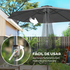 Chapéu de Sol de Jardim Ø295x250cm com Manivela Chapéu de Sol Exterior com Mecanismo de Inclinação e Mastro Desmontável de Metal para Terraço Piscina Pátio Cinza Escuro — foto 5