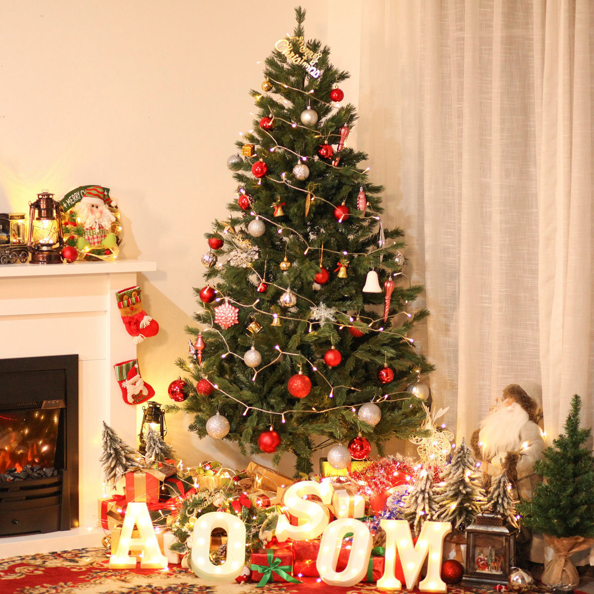 Árvore Artificial de Natal com Base Dobrável 696 Galhos PE Tridente e PVC Individual Árvore de Natal Decorativa Exterior Interior Ø90x180 Verde — foto 2