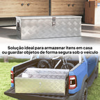 Caixa de Ferramentas em Alumínio com Tampa Abatível Pegas Laterais Grande Compartimento e Fecho com Chave Maleta de Ferramentas Portátil para Armazém e Bagageiro 76x33x25 cm Prata — foto 5