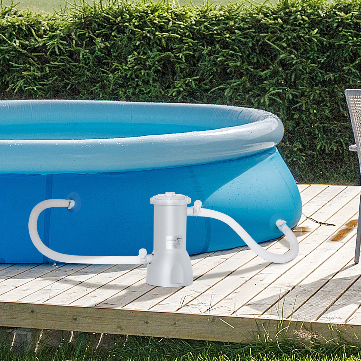 Filtro Purificador 4.000L/H para Piscinas de 15.000L com Bolas de Filtro e Mangueiras de Conexão de 30mm Comprimento 100cm Ø21x35cm Cinza — foto 2