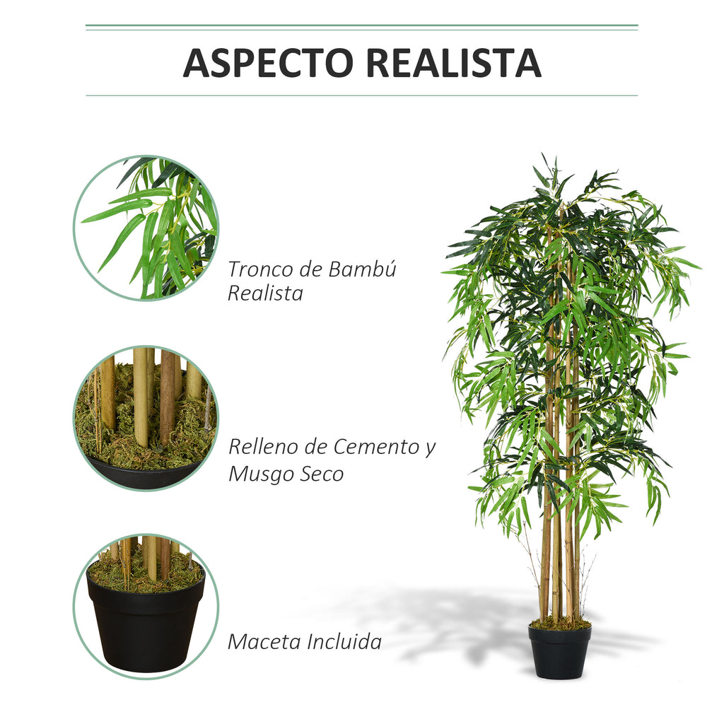Bambu Artificial 150cm com Vaso Decorativo Planta Sintética Realística Ø18x150 cm Verde — foto 4