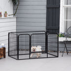 Parque para Animais de Estimação Retangular Gaiola para Cães 4 Paineis de Metal com Porta e Dupla Fechadura Cerca de Treinamento 129x84x70cm Preto — foto 2