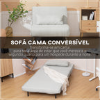 Poltrona 3 em 1 Sofá Cama Individual Dobrável com Encosto Ajustável em 6 Posições e Almofada para Sala de Estar Dormitório Escritório Carga 350 kg 94x78x80 cm Bege Claro — foto 4
