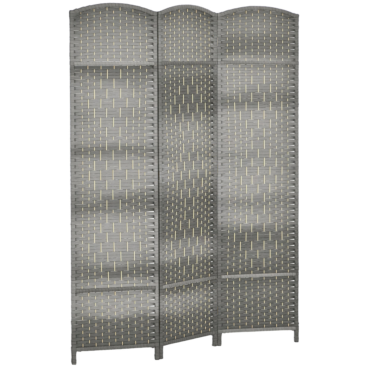 Biombo Dobrável de 3 Painéis Divisor de Ambientes 135x180 cm Ecrã de Privacidade de Polipropileno para Escritório Quarto Cinza Misto — foto 1