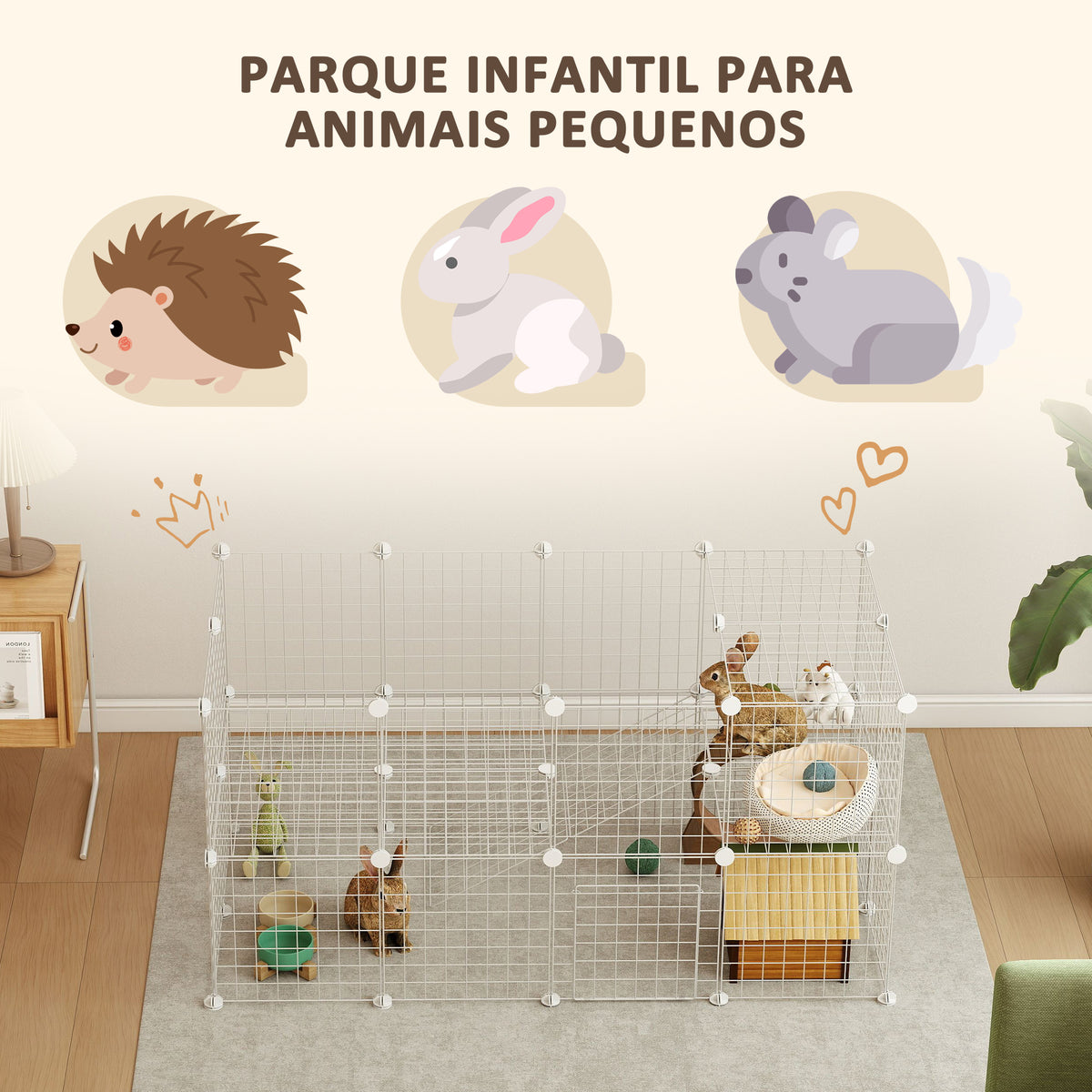 Recinto de Metal para Animais de Estimação Recinto Metálico com 36 Painéis para Pequenos Animais Desmontável DIY 146x73x73 cm Branco — foto 5