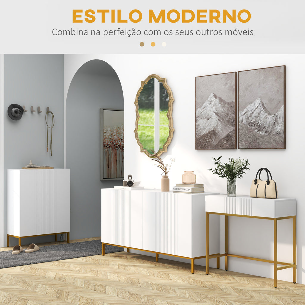 Mesa Consola Moderna Mesa de Entrada com 2 Gavetas e Pés de Aço Anti-tombo para Entrada Sala Corredor 80x31,5x75 cm Branco — foto 5