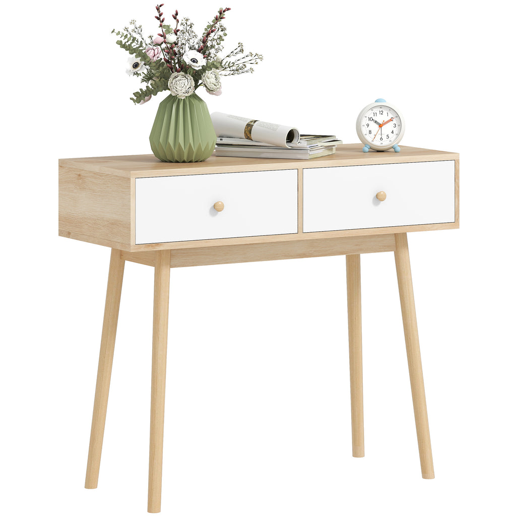Mesa Consola Moderna Consola de Entrada Estreita com 2 Gavetas para Corredor Entrada Sala ou Dormitório 86x35x75 cm Carvalho — foto 1