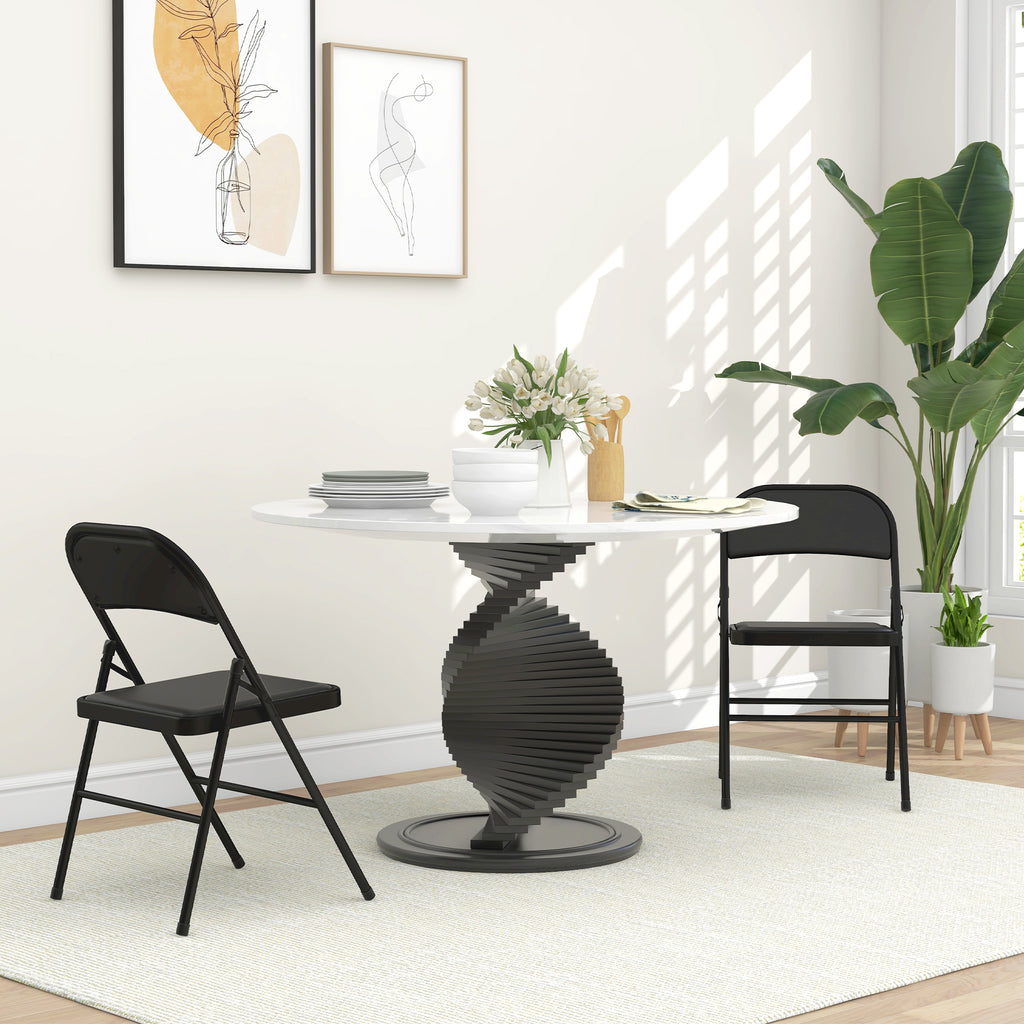 Conjunto de 2 Cadeiras Dobráveis Cadeiras Dobráveis com Encosto e Estrutura de Aço para Sala de Estar Escritório Estúdio 45x46x78 cm Preto — foto 2