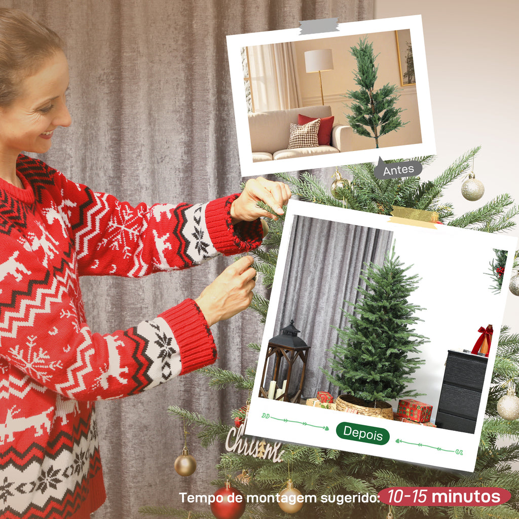 Árvore de Natal Artificial 150 cm Árvore de Natal com 1186 Ramos Densos Suporte Metálico Dobrável Montagem Fácil para Interior Verde — foto 7