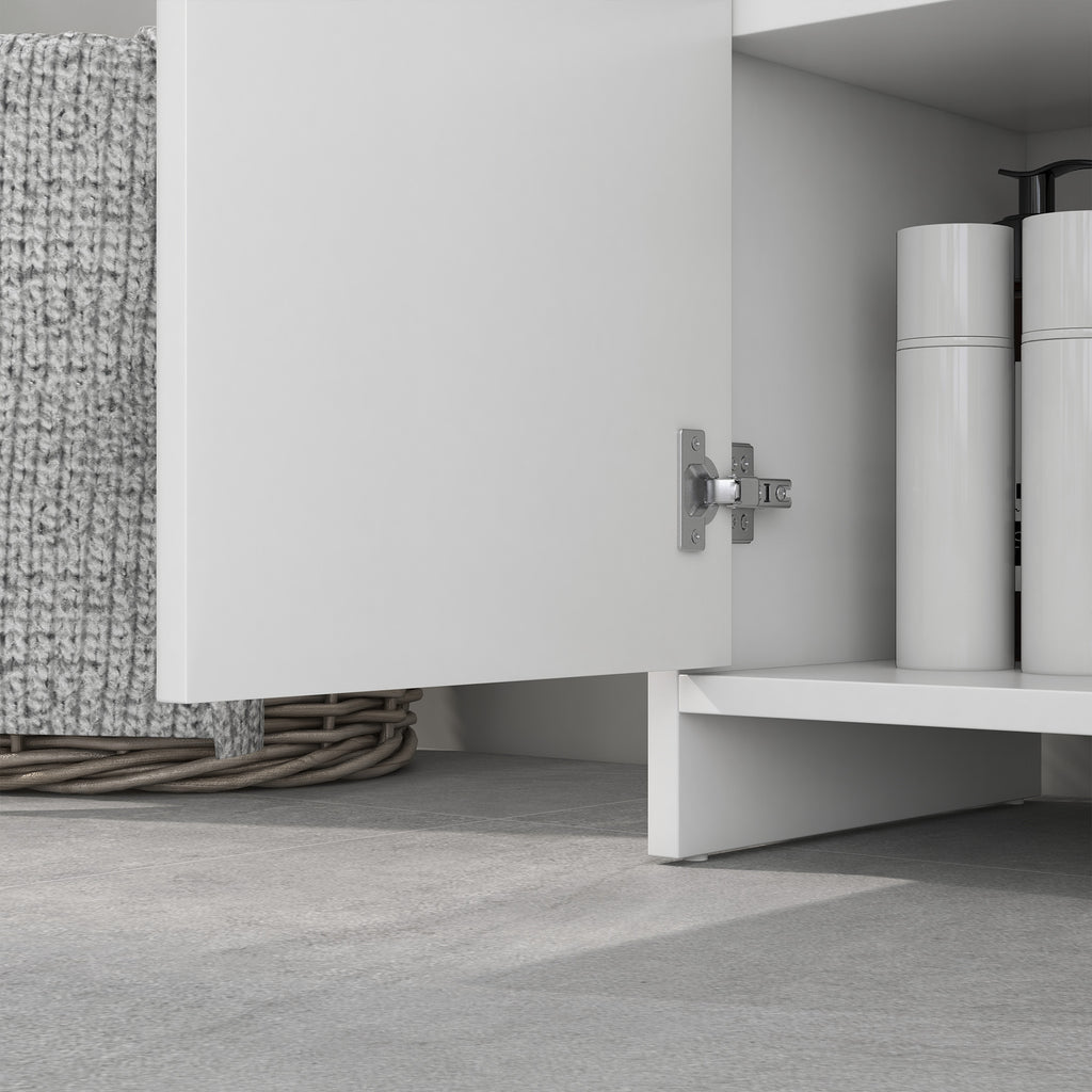Móvel para Lavatório Pousar Móvel para Lavatório Moderno com Prateleira Anti-Tombo Carga 40 kg 60x30x60 cm Branco — foto 8